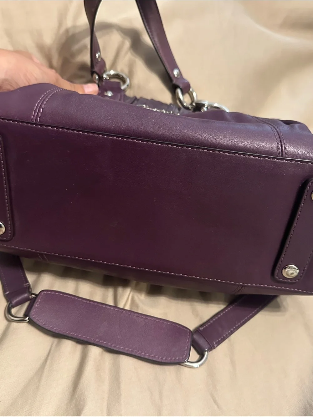 Coach Plum leather Coach Ashley Leather Satchel Handbag